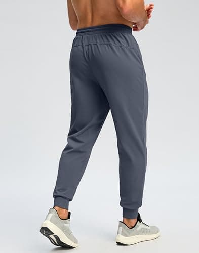 Pudolla Men's Fleece Lined Joggers Sweatpants with Zipper Pockets Winter Warm Pants for Men Running Workout Gym Athletic(Grey Blue Small) - Thumbnail 4