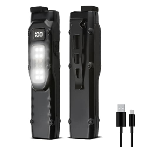 LUXJUMPER Rechargeable Flashlight Magnetic - 700 Lumens Flat Flashlights Rechargeable with Digital Display, Stainless Steel 8 Modes Pocket Flash Light for Car Repairing/Camping/Emergency - Image 1