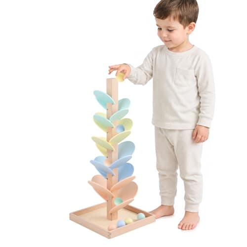 Marble Run Wooden Ball Drop Toys for 3-5 4-8 Wood Montessori Toys Music Tree for Toddlers Musical Game Learning Color Sorting Sensory Toys for Boys Girls 8-12 Gift (Height: 19.9in) (1.1in Balls) - Image 1