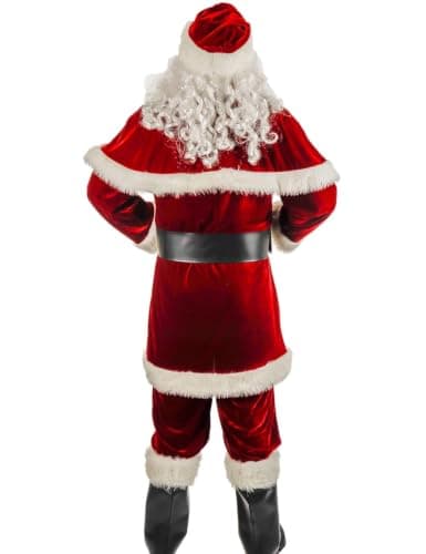 ACH Santa Suit for Men Santa Claus Costume Adult 12pcs Professional Deluxe Velvet Santa Outfit Christmas Holiday Party Cosplay Set XL - Thumbnail 3