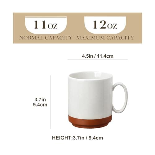 MALACASA 12oz Ceramic Coffee Mugs Set of 4, Stackable Coffee Cups with Straight-Sided Design, Mugs for Coffee, Latte, Tea, Hot Chocolate, Cappuccino and Cocoa, Microwave & Dishwasher Safe, Multicolor - Thumbnail 2