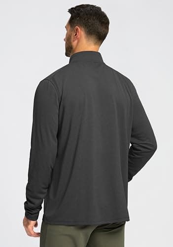 Obla Golf Quarter Zip Pullover for Men Mock Neck Sweatshirt Lightweight Sun Protection Men's Long Sleeve Golf Shirt (Charcoal Black Melange_XXXL) - Thumbnail 3