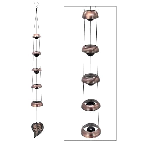 Cooper Leaf Temple Wind Chime,Wind Chimes with 5 Bells, Feng Shui Wind Chimes for Home Yard Outdoor Decoration, A Great Memorial Wind Chime for Someone Who Loves Peace - Image 1
