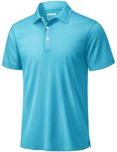 TACVASEN Mens Golf Shirt Dry Fit Mens Polo Shirts Short Sleeve Performance Golf Polos for Men with Collar Work Shirts Ice Blue, 2XL - Image 1