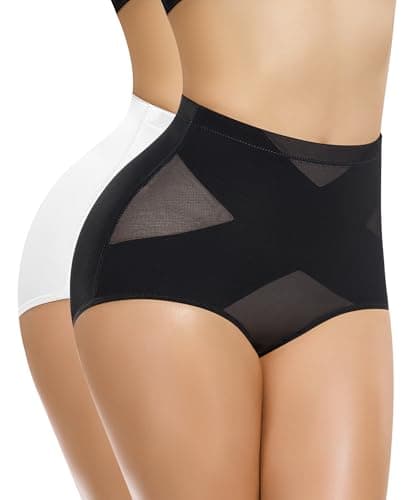 Ganado Tummy Control Shapewear Panties for Women High Waisted Shaping Underwear Body Shaper Slimming Panty Girdle (Black(mixed)+white Medium) - Image 1