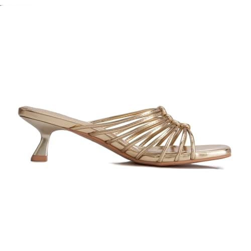 Wetviro Womens Gold Slip On Mules Sandals Low Kitten Heels Square Open Toe Dressy Comfortable Shoes for Women (2026) - Thumbnail 6