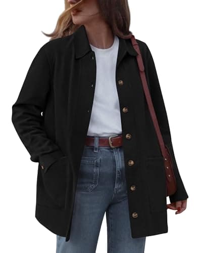 BTFBM Faux Suede Jacket Women Fall Fashion 2026 Leather Jackets Long Sleeve Button Down Winter Coats Shackets Outerwear(Black, XX-Large) - Image 1