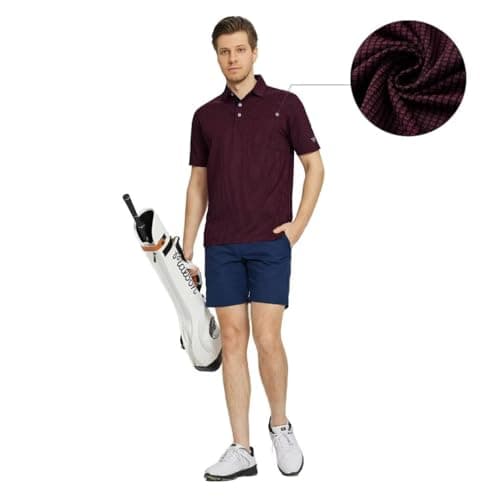 M MAELREG Golf Polo Shirts for Men Dry Fit Casual Performance Moisture Wicking Mens Polo Shirts Short Sleeve Red - Thumbnail 3