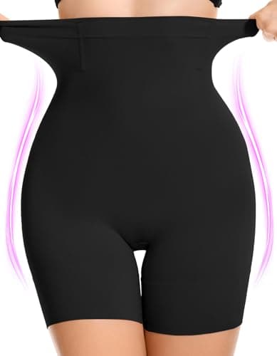 SIMIYA Shapewear Tummy Control Shorts for Women, 5-IN-1 Body Shaper High Waisted Girdle Boyshort Slip Short for Under Dresses Black - Image 1