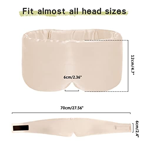 iCooBreeze 2pcs 100% Handmade Bamboo Sleeping Eye Mask for Women for Men,Night Masks,Organic Sleep Mask,Blockout Eye Mask for Sleeping,Large Size Adjustable (Apricot & Dark Grey) - Thumbnail 6
