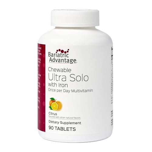 Bariatric Advantage Chewable Ultra Solo with Iron - Once-Per-Day Daily Multivitamin - for Bariatric Patients - with Thiamin, Vitamin A & More - Gluten Free - Citrus - 90 Tablets - Image 1