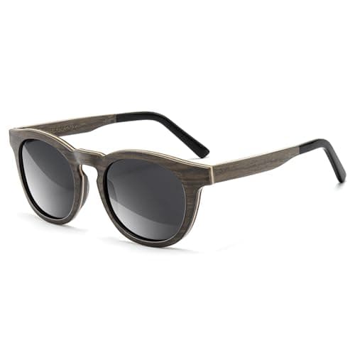 SUNGAIT Walnut Wood Sunglasses with Vegan Leather Case Thoughtful Gifts for Men Women Black Polarized Lens UV400 Protection (Walnut Maple Frame/Black Lens) - Image 1