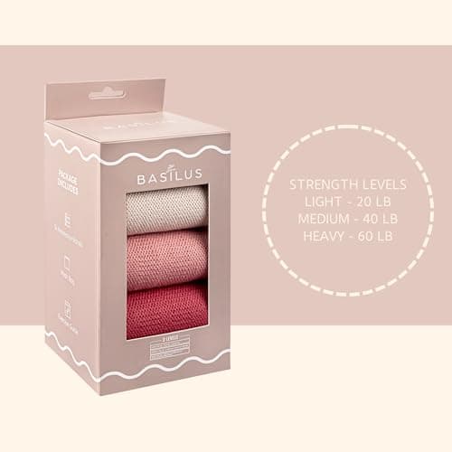 Basilus 3-Pack Fabric Resistance Bands for Legs & Glutes – Exercise Bands for Strength Training, Yoga, Pilates & Fitness – Mesh Bag & Exercise Guide Included (Peach Cream, Blush Dune, Lost Cherry) - Thumbnail 4