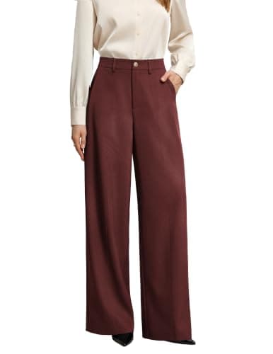 GRACE KARIN Womens Pants High Waisted Wide Leg Trousers for Ladies Casual Fashion Clothing Burgundy 2XL - Image 1