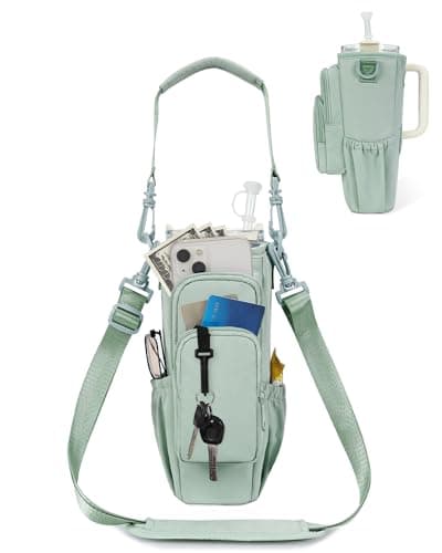 sportsnew Water Bottle Carrier Bag with Phone Pocket for 30oz 40oz Tumbler with Handle Accessories Insulated Water Bottle Holder Pouch with Strap Crossbody with Straw Cover - Image 1