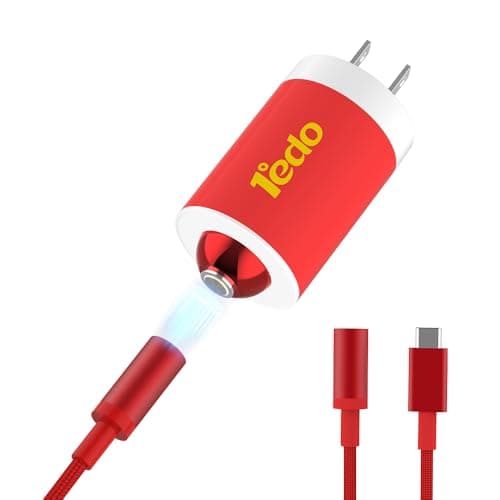 Magnetic for iPhone Charger, 1°edo GaN 30W Fast USB C Charger Block, PD 3.0 QC 4.0 Foldable with 6FT Cable Magnetic Fast Charger for iPhone 17/16 and More Series, Samsung Galaxy, iPad (Red)