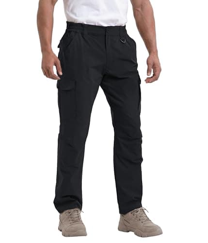 NATUVENIX Tactical Pants for Men, Ripstop Lightweight Cargo Work Pants for Men Water Resistant Mens Hiking Pants Outdoor Black - Image 1