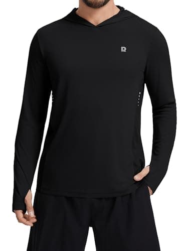 DAXIANG Men's Sun Hoodie UPF 50+ Fishing Shirt Sun Protection Long Sleeve Rash Guard Hiking Outdoor Athletic Quick Dry Shirt L Black - Image 1