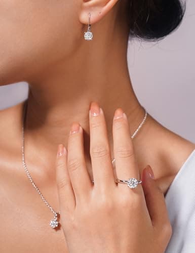 IMOLOVE Moissanite Leverback Drop Earrings for Women, Dangle Earrings 925 Sterling Silver with 18K White Gold Plated, Delicate Wedding Jewelry Gifts 2CT - Thumbnail 6