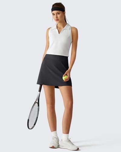 G4Free Golf Skirts for Women High Stretch Waistband Skorts with Pockets Bulit-in Shorts Workout Breathable Black Mini Casual Skort(Black,XL) - Thumbnail 6