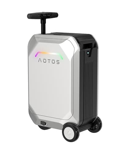 AOTOS Smart Rideable luggage-Roller carry-on luggage 22x14x9-TSA,Airline-Approved 22 inch Hardshell,Zipperless Travel Suitcase with Rolling Wheels,App Control-Cabin Suitcase for Airport Travel(Silver) - Image 1