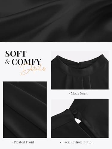 Funlingo Camisole Tops for Women Silk Satin Sleeveless Tank Top Dressy Casual Blouses Pleated Shirts 2026 Business Work Outfits Black 2XL - Thumbnail 5