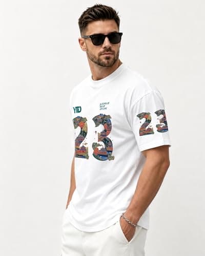 YTD 23 Graphic T-Shirts for Men Women, Relaxed Fit Cotton Crewneck Short Sleeve Casual Fashion Tee - Thumbnail 3