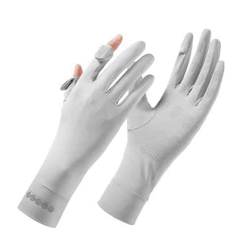 apaepr Ice Silk Sunscreen Gloves UV Protection Mittens Non-Slip Touch Screen Driving Gloves for Cycling Riding Golfing Hiking (Grey, One Size) - Image 1