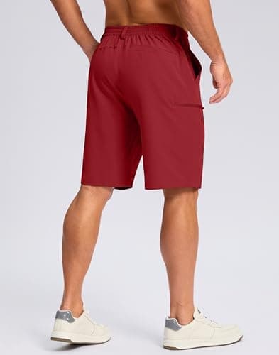 Men's Casual Shorts 7"/ 9" Lightweight 4 Pockets Stretch Quick-Dry Summer Shorts for Golf Work Hiking Trips (9", Red, XL) - Thumbnail 2