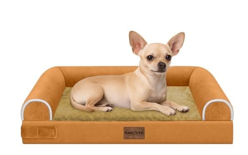 Small Dog Bed Orthopedic Washable: Beds Bolster Small Sized Dogs Bed Egg Crate Foam Couch Sofa Waterproof with Removable Cover - Orange