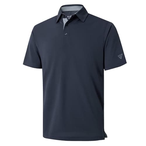 M MAELREG Mens Pique Polo Shirts Short Sleeve Performance Moisture Wicking Quick Dry Casual Golf Shirts for Men Dark Grey - Image 1