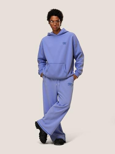 Aelfric Eden Womens Sweatsuits 2 Piece Set Oversized Fleece Hoodie and Sweatpants Track Suits Sweat Matching Lounge Pants Fall Purple X-Large - Thumbnail 3