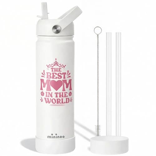 mininoo Gifts for Mom, 24 oz Insulated Stainless Steel Water Bottle with Straw Lid, Fits Cup Holders, Ideal Birthday Gift for Mom