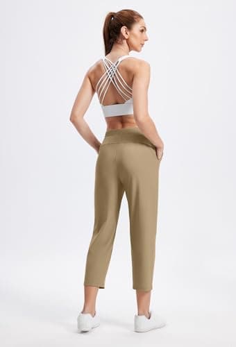 Alaroo Rexley Women's Pants 7/8 Stretch Ankle High Waisted Pants Work Business Casual Travel Sweatpants with Pockets 2026 Beige M - Thumbnail 4