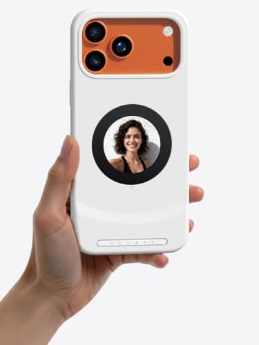 selfix Selfie Case for iPhone 17 Pro Max, Rear Camera Selfies with 1.6” AMOLED Touchscreen, MagSafe Compatible Phone Case with 2TB Expandable Storage & 45W USB-C Charging, Satin White - Image 1