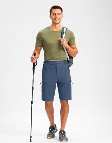 Pudolla Men's Hiking Shorts 11" Lightweight Cargo Work Shorts for Men Summer Travel Golf Casual Outdoor with 5 Pockets(Tibetan Blue XX-Large) - Thumbnail 3