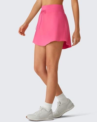 G4Free Athletic Skorts for Women with Shorts High Waisted Golf Skirt Inner Pockets A Line Comfy Tennis Workout Casual Skort(Rosy Pink,M) - Thumbnail 2