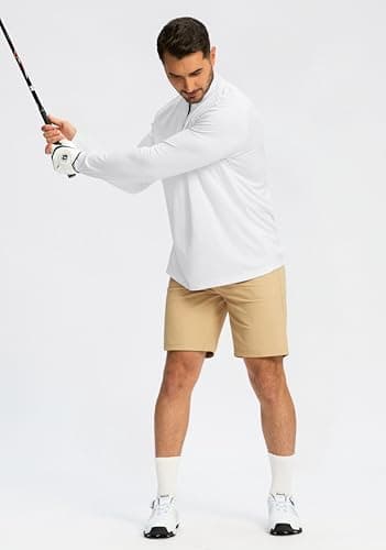 Obla Golf Quarter Zip Pullover for Men Mock Neck Sweatshirt Lightweight Sun Protection Men's Long Sleeve Golf Shirt (White # Black_M) - Thumbnail 3