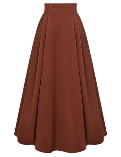 Scarlet Darkness Long Skirts for Women Maxi High Waisted A Line Skirt Renaissance Skirt with Pocket Orange M - Image 1