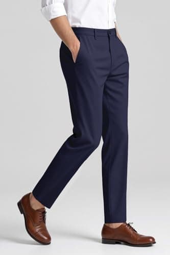 GINGTTO Mens Dress Pants Slim Fit Chinos Pants Men Stretch Suit Pants Navy Blue 32 - Thumbnail 2