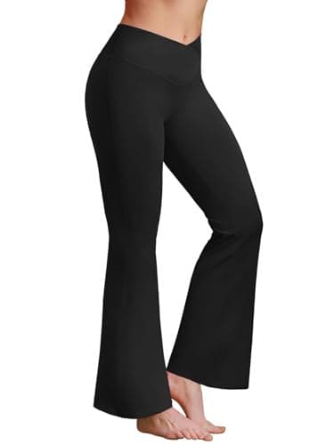 BRXL Tall Yoga Pants Flare V Cross Over High Waist Wide Leg Leggings Tummy Control Bell Bottom Gym Workout Pants - Thumbnail 2