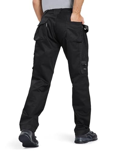 DURAWERK Men's Work Pants, Carpenter Pants with Reinforced Knee Pad Pockets, Heavy Duty Durable Safety Trousers, Utility Cargo Pants, Ripstop Tactical Pants for Outdoor Construction (Black, 36WX30L) - Thumbnail 6