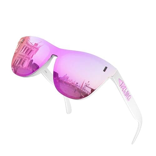 ROCKNIGHT Polarized Sunglasses Women UV Protection Lady Trendy Pink Mirrored Anti Reflective Sunglasses Gifts for Girlfriend - Image 1