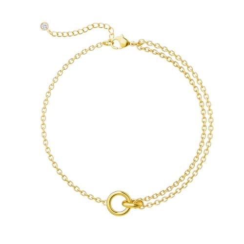 Moodear Dainty Gold Charm Bracelets for Women - Waterproof 14k Gold Plated Orbicular Charms Bracelet Non Tarnish Adjustable Chain Trendy Jewelry - Image 1