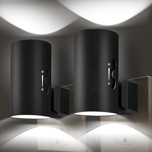 Night Lights Plug into Wall, LED Plug in Night Light with Light Sensor, 0-100LM Adjustable Brightness Wall Light, 5000K Daylight White, 2Pcs Dimmable Automatic Night Light for Hallway Bedroom Stairway - Image 1