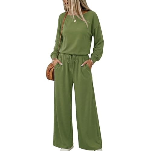 GAMISS St patricks Day Outfit Spring Jumpsuit for Women 2026 Long Sleeve Airport Travel Outfit Casual Dressy Rompers Green M - Image 1
