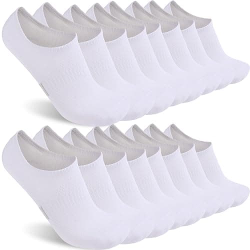 Sunew No Show Liner Socks Women Men Low Cut Invisible Socks for Casual Shoes 8 Pairs White Medium - Image 1