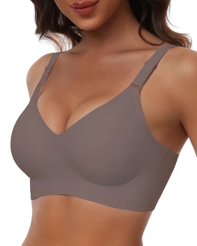 HORISUN Wireless Push Up Bras Comfortable Seamless Supportive Bras(Coffee L) - Image 1