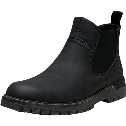 Jousen Chelsea Boots Casual Slip On Ankle Waterproof Mens Boots(AMY8119A black 11.5) - Image 1