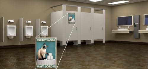 Carastora Vintage Funny Bathroom Sign – Humorous Metal Decor Plaque, Suitable for Cafes, Pet Lovers, Cats, Toilets, Bedrooms, Living Rooms, Kitchens, and Home Wall Decoration – 8x12 Inches - Thumbnail 2